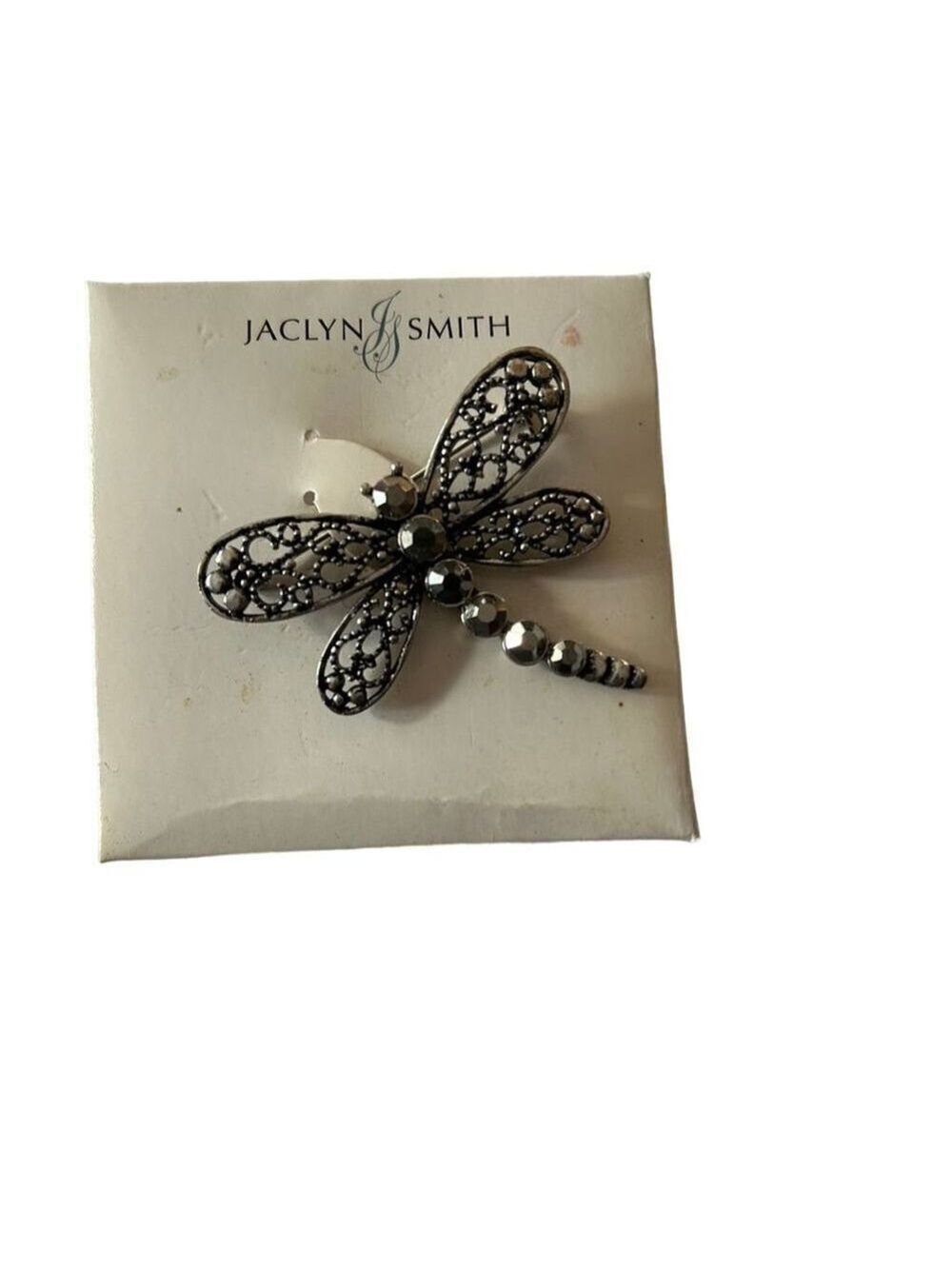 Jaclyn Smith Silver Marcasite Dragonfly Vintage Brooch EUC